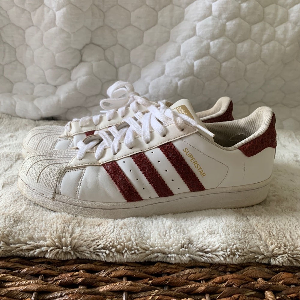 Red Snakeskin Adidas Superstars
